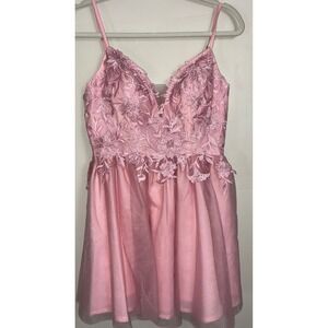 Fifteen Roses Mini Dress Womens 6 Pink Lace Tulle Sequin Fairycore Balet